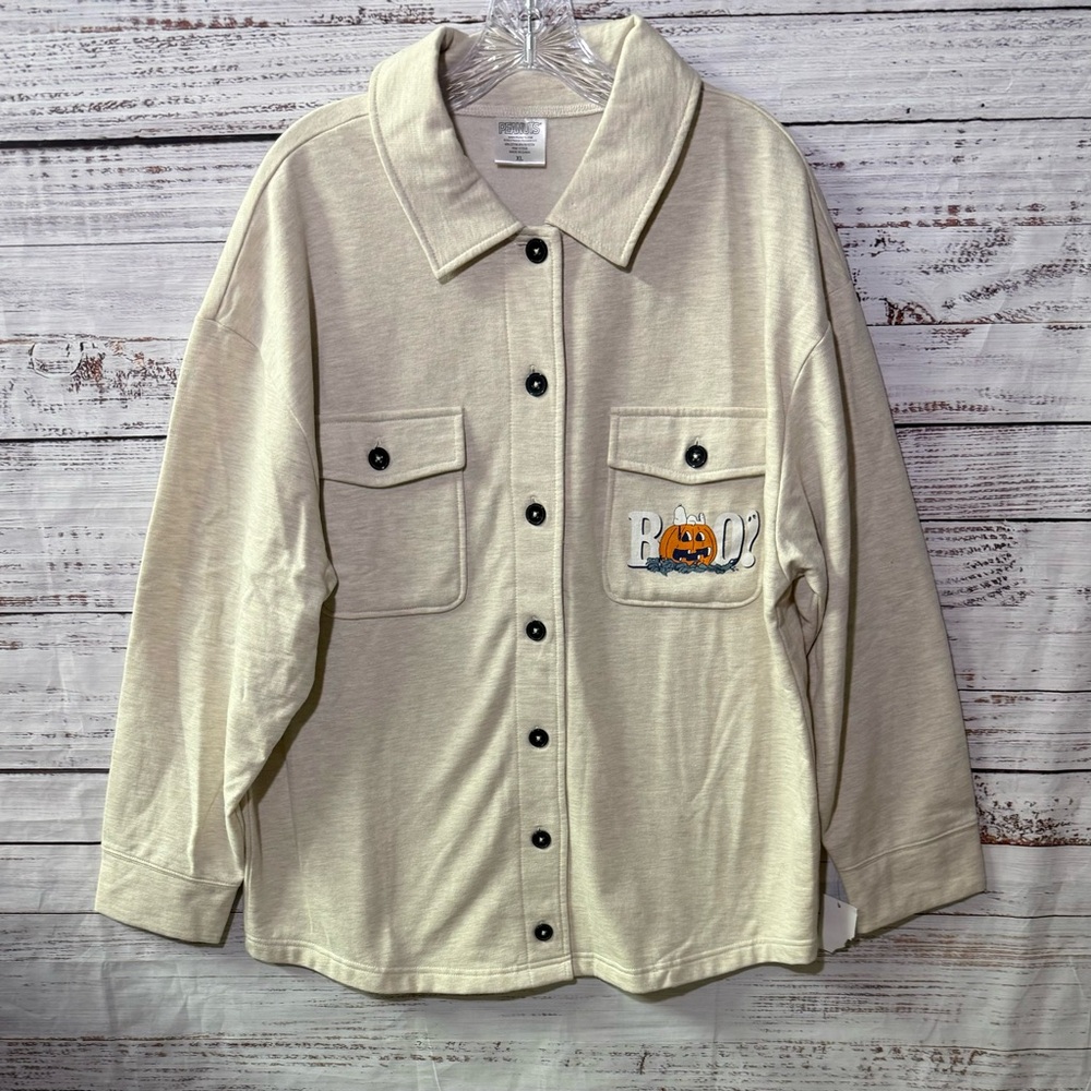 NWT Peanuts Cream Button-Up Shirt